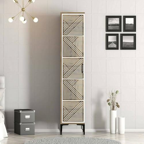 Dmora Mehrzweckschrank 1 Tür Mekbuda 47,5x201,4 cm Braun 4 Böden