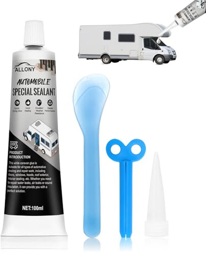 ALLONY Sigillante Camper, Sigillante Vetri Auto,Stucco per Carrozzeria, Adatto per Interni Ed Esterni Auto, Aderisce su Tutte le Superfici,Resistente Ai Raggi UV, Bianco, 100 ml