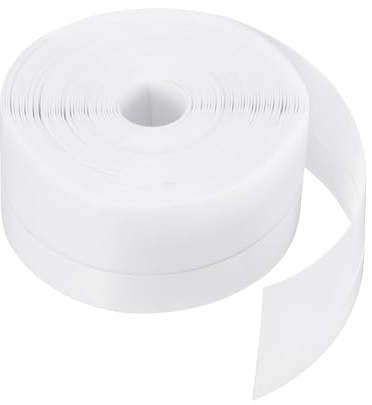 QUARKZMAN Joint de Porte Coupe Froid 8m x 45mm Joint en Silicone pour Butée de Porte, Ruban Adhésif pour Fenêtre, Maison, Douche, Longueur 8m, Blanc