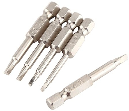 Set di Punte per Cacciavite Triangolare con Codolo Esagonale 50 Mm e 1/4 di per Cacciaviti Elettrici e Manuali, Dimensioni Δ1,8/Δ2,0/Δ2,3/Δ2,7/Δ3,0, Acciaio S2