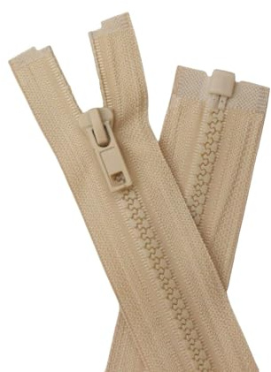 YaHoGa 2 stycken 20 cm dragkedja plast 5 mm delbar dragkedja för jackor beige