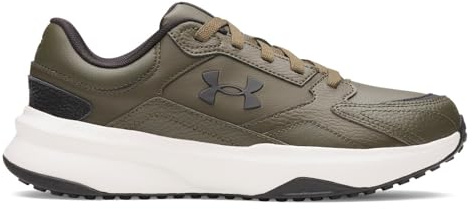 Under Armour Men's Edge Leather, Men's Trainers with Breathable Mesh Upper Layer and Rubber Outsole, Durable and Reliable Gym Shoes,Expedition Green / Summit White / Black,9