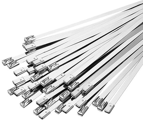 Fascette Metalliche,Fascette Acciaio Inox 7.9 Larghezza 100-1000mm Fascette metalliche in acciaio inossidabile 100 pezzi Fascette autobloccanti con cerniera e scarico multifunzionali(7.9x1000mm)
