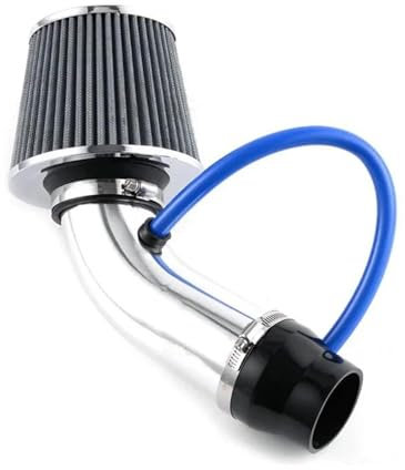 Ansaugschlauch Universelles 76-mm-Auto-Renn-Kaltluftansaugsystem Turbo-Ansaugrohr-Rohrsatz Aus Aluminium Mit Konischem Luftfiltereinlass Auto Lufteinlass(Silber)
