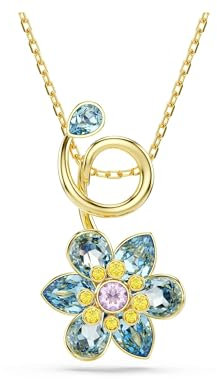 Swarovski Colgante Idyllia, Tallas mixtas, Flor, Azul, Baño tono oro