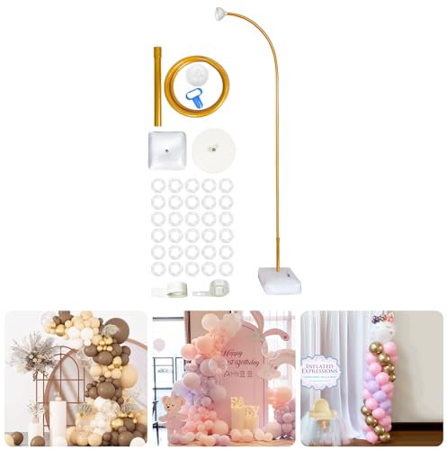 8.2FT Reusable Half Balloon Arch Stand Kit With Base for Floor - Wedding Birthday Baby Shower Frame Gold