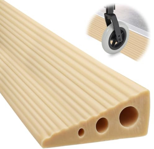 Door Threshold Ramps, Threshold Ramp, 2.5 x 6.5 x 100 cm, Threshold Transition Rail, Self-Adhesive, Non-Slip Rubber Ramp for Wheelchair, Pram, Walker, Bathroom, Brown