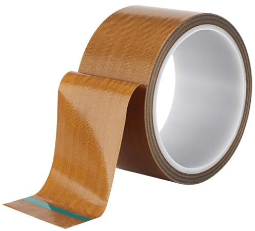 Misuyue 60mm x 10M Teflonband Selbstklebend, 0,18mm Dicke PTFE Teflon Tape, Hitzebeständiges Klebeband für Vakuumiermaschine Impulsversiegeler, Hitzebeständiges bis 300℃ (Braun)