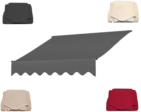 Toldo retráctil de tela de 4 x 3 x 2 m, repuesto para toldo de sujeción retráctil, lona de poliéster (gris, 7 x 23 x 10 pies), material duradero resistente a la intemperie