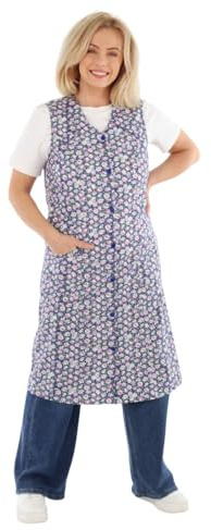Schuerzenfabrik Kittelschürze Damen ohne Arm - Kochschürze Damen - Haushalts Schürze - Kittel für Damen, bunt in 100% Baumwolle
