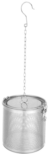EXHUMKY Cesto Portafiltri Per La Casa in Acciaio 16 Cm Cesto Di Tè Pratico Maglia Fine Anti-scorie Catena e Gancio Per Uso Sicuro e Facile Pulizia