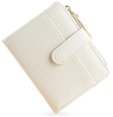 JYNXOR Petit Porte Monnaie Femme, Porte Feuille Femme Cuir en Cuir Souple, Petit Portefeuille Format avec Grand Compartiment à Monnaie Zippé Et Multi Cartes, Porte-Cartes Beige