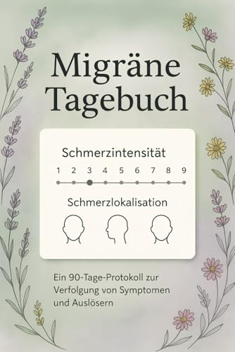 Migräne Tagebuch: Ein 90-Tage-Protokoll zur Verfolgung von Symptomen, Auslösern und wirksamen Maßnahmen inkl. Monatsübersicht