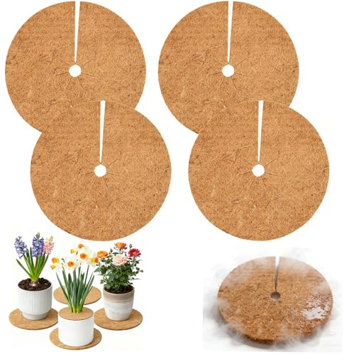 AEMCHDM Esterilla de Coco para Plantas, Disco de Fibra de Coco Alfombrilla Antihierbas, Protección Invernal de RaíCes para, Heladas, Protección contra la Humedad, Maceta Y Jardín (40CM)