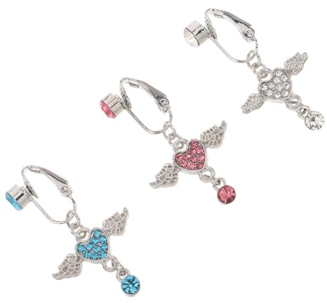 LIFKOME Anillos de Ombligo Falsos Joyas sin Perforaciones Diseño de Ala de Ángel y Corazón para Mujeres Uso Diario y Obsequio