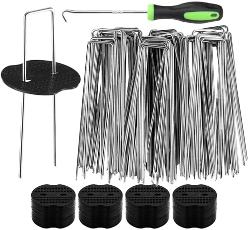 Piquetes para Césped,Clavos Metálicos Galvanizados | 50 Piezas Estacas Antioxidante,para Patio Granja Jardín Entrada Cable Cerca Manguera Césped