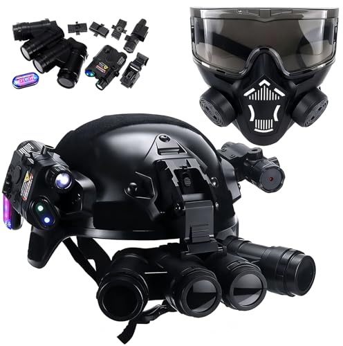 LZAQHMT Kinder Taktisches Helmset – Nicht Funktionsfähige Gasmaske, Nachtsichtgerät (NVG) | for CS Airsoft Outdoor-Rollenspiele