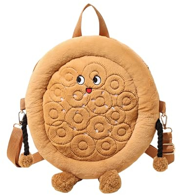 Kelisdi Sac à bandoulière en peluche douce avec design unique de pain plat, léger et pratique en peluche, sac décontracté sur le thème du pain, D, Large