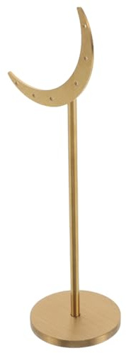 BESPORTBLE Espositore a Forma di Luna in Ferro Color Oro per Orecchini Organizzatore Efficiente con Base Rotonda e Supporto Affidabile per Uso Domestico e Fiere Artigianali