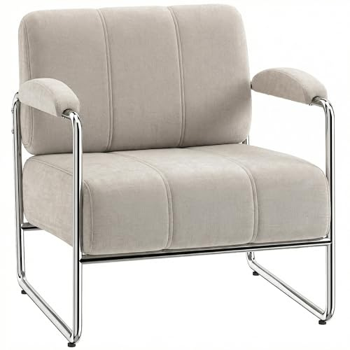HOMCOM Sessel Loungesessel mit Armlehnen Schneidersitz Relaxsessel Beige
