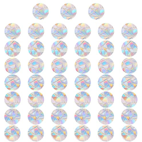45 Stück Vogel Anti Kollisions Fenster Aufkleber, 3 Blatt Prisma Fensteraufkleber, Runden Sonnenfänger Fenster Sticker, Regenbogen Fensterfolie Vogelschutz Für Zuhause, Küche, Glas