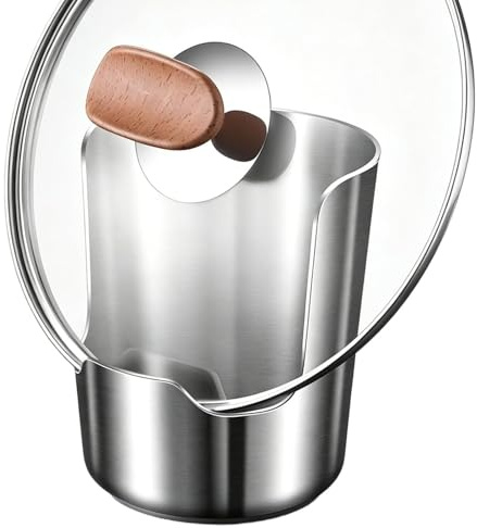 Generico Poggia Cucchiaio e Coperchio - Acciaio 304 9.8 cm Supporto Cucina Multiuso | Porta Mestolo Anti Goccia con Base Antiscivolo per Piano Cottura Tavolo Cucina Organizzazione Casa
