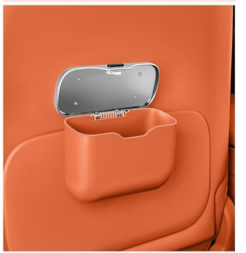 Cubo de basura para coche con función de contenedor de almacenamiento colgante de puerta trasera y ABS impermeable para interiores automotrices (naranja)