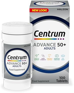 Centrum Advance 50+ Tablets Multivitamin & Mineral Supplements, with 24 essential nutrients, including vitamin D, C, Zinc, 100 ct