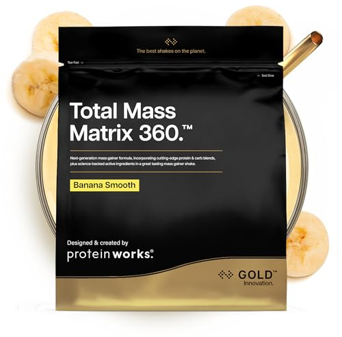 The Protein Works - Total Mass Extreme Weight Gainer Protein With A Free Shaker & Scoop - Over 1,000 Calories Per Serving - Banana Smooth, 1.325kg