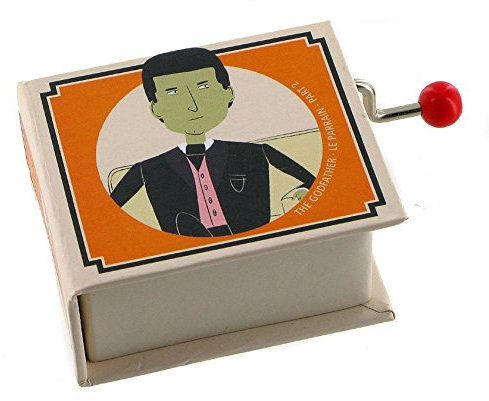 Spieluhr/Spieldose/Musikdose/Musikbox mit Handkurbel in Form eines illustrierten Pappbuchs mit 18-Ton-Spielwerk - Der Pate Teil 2 - The immigrant (Nino Rota)