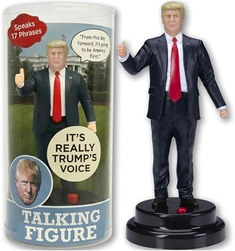 Donald Trump Talking Figure with Real Voice - Press the Button & Hear 17 Authentic Quotes - Funny Political Gag Gift for Men, Collectible Desk Display Toy & Conversation Starter for Supporters