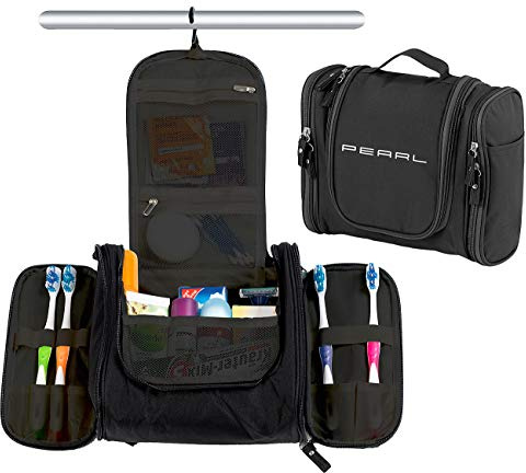 PEARL Geräumige Kulturtasche zum Aufhängen, 18 Fächer, Unisex, schwarz