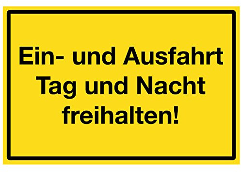 WANDKINGS Hinweisschild - EIN- und Ausfahrt Tag und Nacht freihalten! - stabile Aluminium Verbundplatte - Wähle eine Größe - 20x15 cm