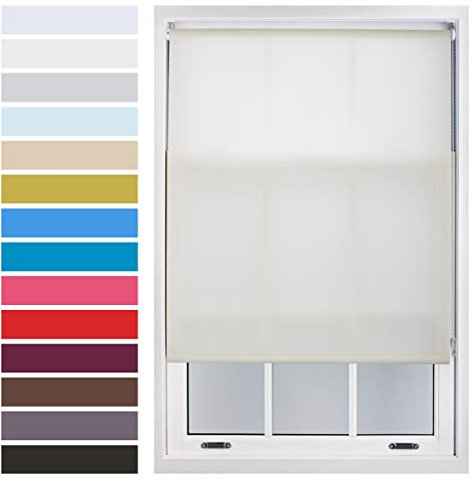 FURNISHED Stores enrouleurs Fenêtre Lumière du Jour en différentes Couleurs avec ferrures métalliques sur Mesure jusqu'à 60W x 210H cm - Crème