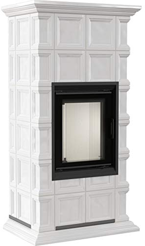 Kaminofen kratki NADIA 8 mit 7 kW Kachelofen mit MILANO Kacheln weiß