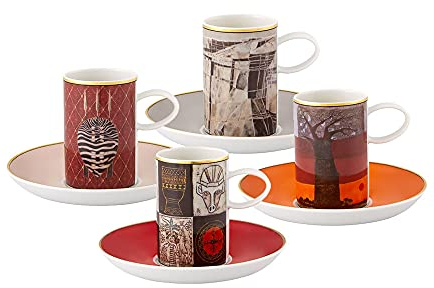 Juego de 4 tazas de café y platillos Afrika de TAP I Porcelana