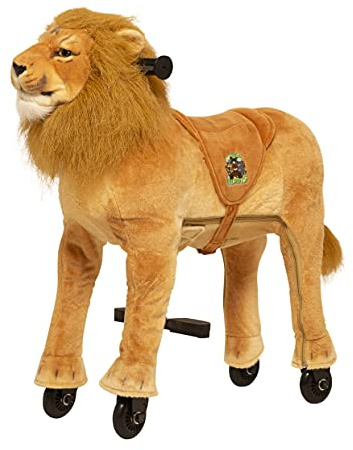 Animal Riding Reittier Löwe „Shimba“ Small (für Kinder 3-5 Jahren, Farbe braun, Sattelhöhe 56 cm, mit Rollen) ARL006S