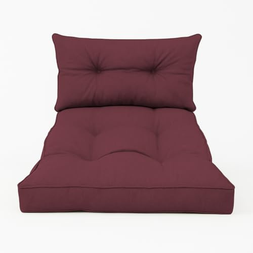 chilly pilley Loungekissen Rattansessel Auflagen Rattanpolster Rattan Lounge Set Gesteppt Sitzkissen Kissen Rückenlehne mit Keder Loungekissen (Set: 1x Sitzkissen 80x60x10, Rückenlehne 60x40, Violett)