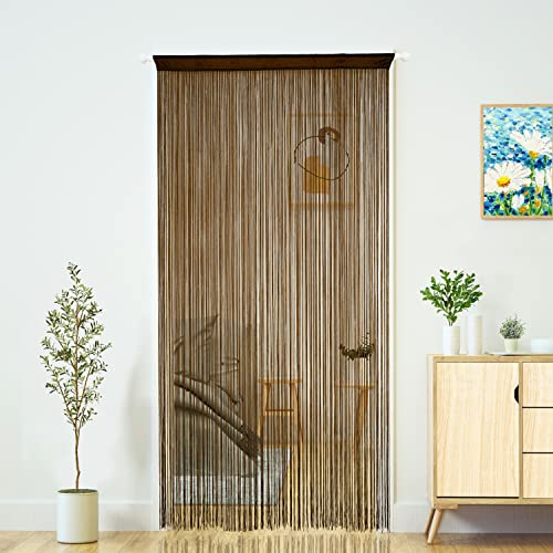 YaoYue Doorway String Curtain Door Curtains,Boho Hippie Hanging Fringe Room Divider for Patio Bedroom Closet Kitchen Laundry,Room Window Wall Door Decor(39x110inch/100×280cm,Brown)