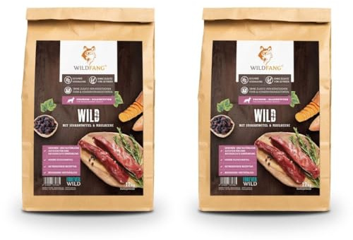Wildfang® Trockenfutter für Hunde 6kg – Premium Hundetrockenfutter mit Wild, Getreidefrei & glutenfrei natürliche Zutaten, ohne Zuckerzusatz, für ausgewachsene Hunde & Senioren – 2er Pack