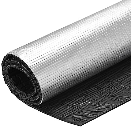 uxcell Insulation Sheet, 1mx0.5mx5mm Self-Adhesive Embossed Aluminum Foil Waterproof Heat Resistant Thermal Barrier, for Roof Wall HVAC Duct Pipe, Rubber Foam