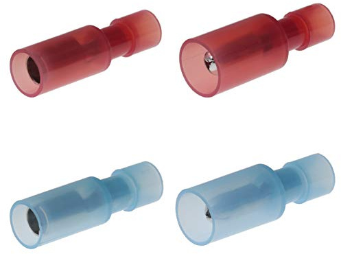 Rundstecker 0.5-2.5 mm² Verbinder Nylon Isolierung Hülse Quetschverbinder Stecker Blau oder Rot (50 Stück, Blau: Stecker / 1.5-2.5 mm²)