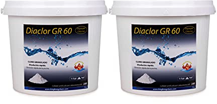 Pack 2 UDS - Cloro rápido para Piscinas DIACLOR GR 60 10 KG (2x5 KG) - Cloro granulado de disolución rápida Blanco
