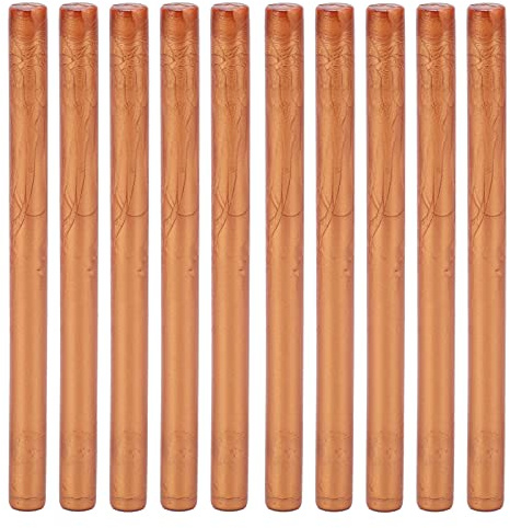 Bâton de Cire à Cacheter, 10pcs Bâtons de Scellage à Chaud Flexibles sans Fumée Pratiques pour Bricolage Faire-part de Mariage Décoration Enveloppes Cartes Vins Paquets Emballage Cadeau(Cuivre et or)