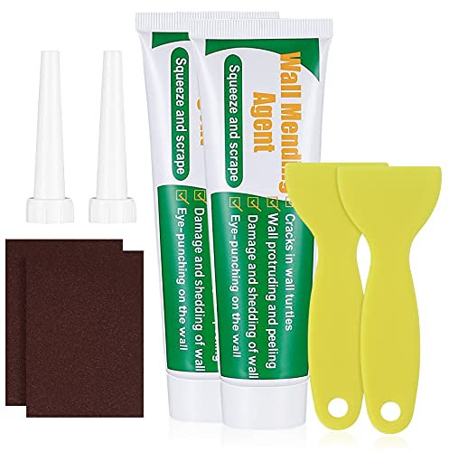 Safe Wall Mending Agent - 2Pcs Wall Repair Cream with 2 Sandpapers, Filler for Cracks, Holes, Peeling, Stains, Repair Tool Indoor and Outdoors