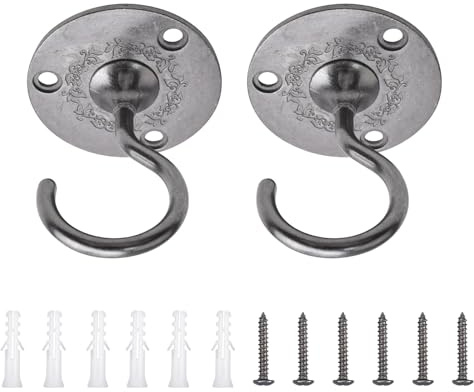 INCREWAY Wandhalterungs-Deckenhaken, 2 Stück, stabile hängende Kronleuchter-Tellenhaken, antiker Schraubhaken, Deckenhaken zum Aufhängen von Pflanzen (schwarz)