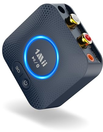 1Mii B06HD HiFi Récepteur Audio Bluetooth 5.3, Adaptateur Bluetooth pour Chaîne Stéréo Domestique, aptX HD Faible Latence, 3D Surround, 15hrs Playtime, RCA 3,5mm AUX Jack