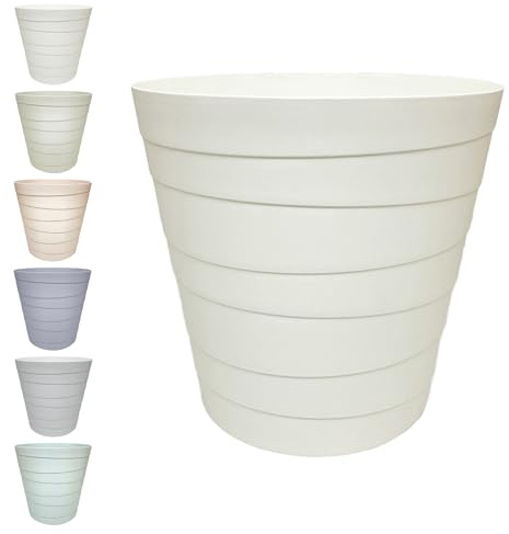 MAKREL® Corbeille à papier en plastique aux couleurs pastel - Design moderne - Pour cuisine, salle de bain, bureau - Motif vague - Blanc - 7 litres