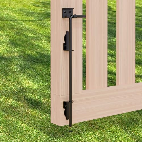 Perno de bastón de 18 pulgadas, barra de caída de puerta resistente, pestillo de puerta de acero para valla de madera, pernos de caída para puerta de madera (acabado negro, 1 unidad)