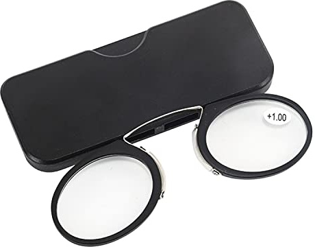 GERUI Gafas de lectura 2.0 dioptrías para mujer y hombre, monóculo, mini clip nasal, gafas de lectura sin montura, Negro , NEIN